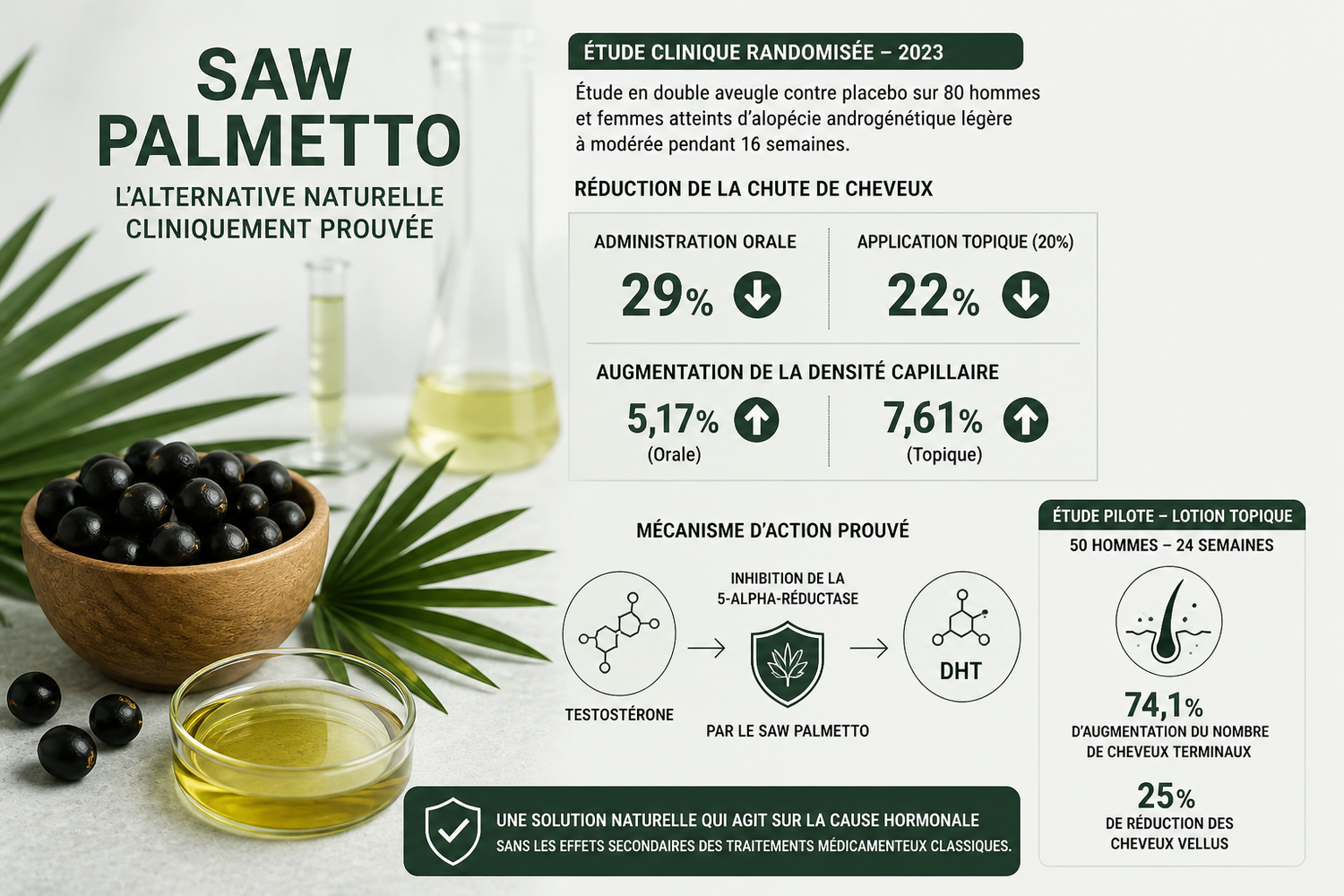 Saw Palmetto : l'inhibiteur naturel de DHT validé par la science